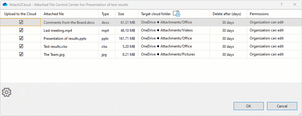 The Attach2Cloud version 6 Attached File Control Center