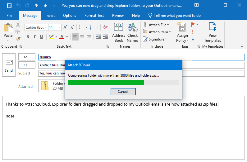 The folder is then compressed into a Zip file.