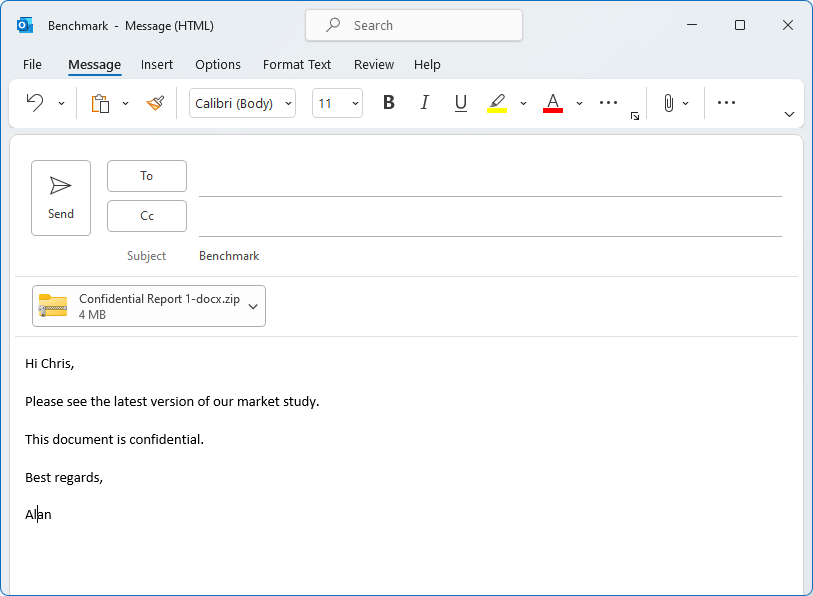 Attach2Cloud has secured and encrypted your MS outlook attached file using your password