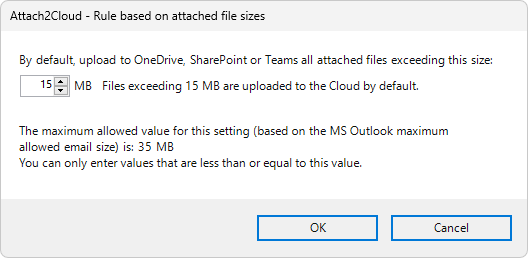Attach2Cloud upload rule based on attached file size
